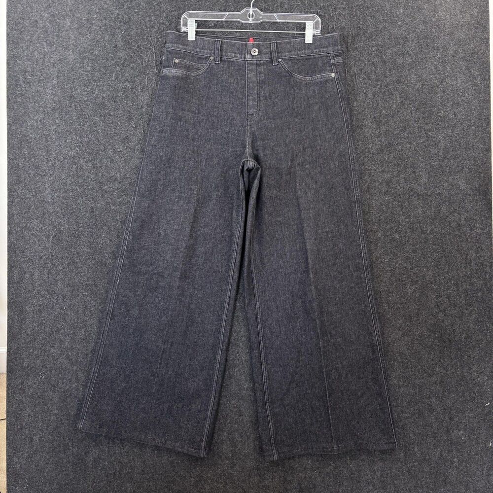Spanx Wide Leg Jeans Women's XL Charcoal Gray High Rise Stretch Denim Pants